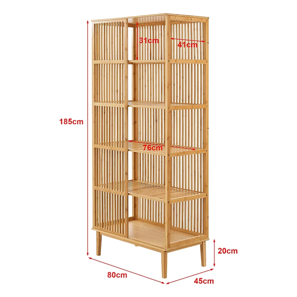 Étagère autoportante Trundholm en bambou 185 x 80 x 45 cm naturel en.casa