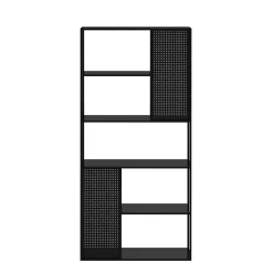 Étagère autoportante Vehmaa avec panneaux décoratifs acier 188 x 90 x 30 cm noir en.casa
