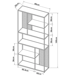 Étagère autoportante Vehmaa avec panneaux décoratifs acier 188 x 90 x 30 cm noir en.casa