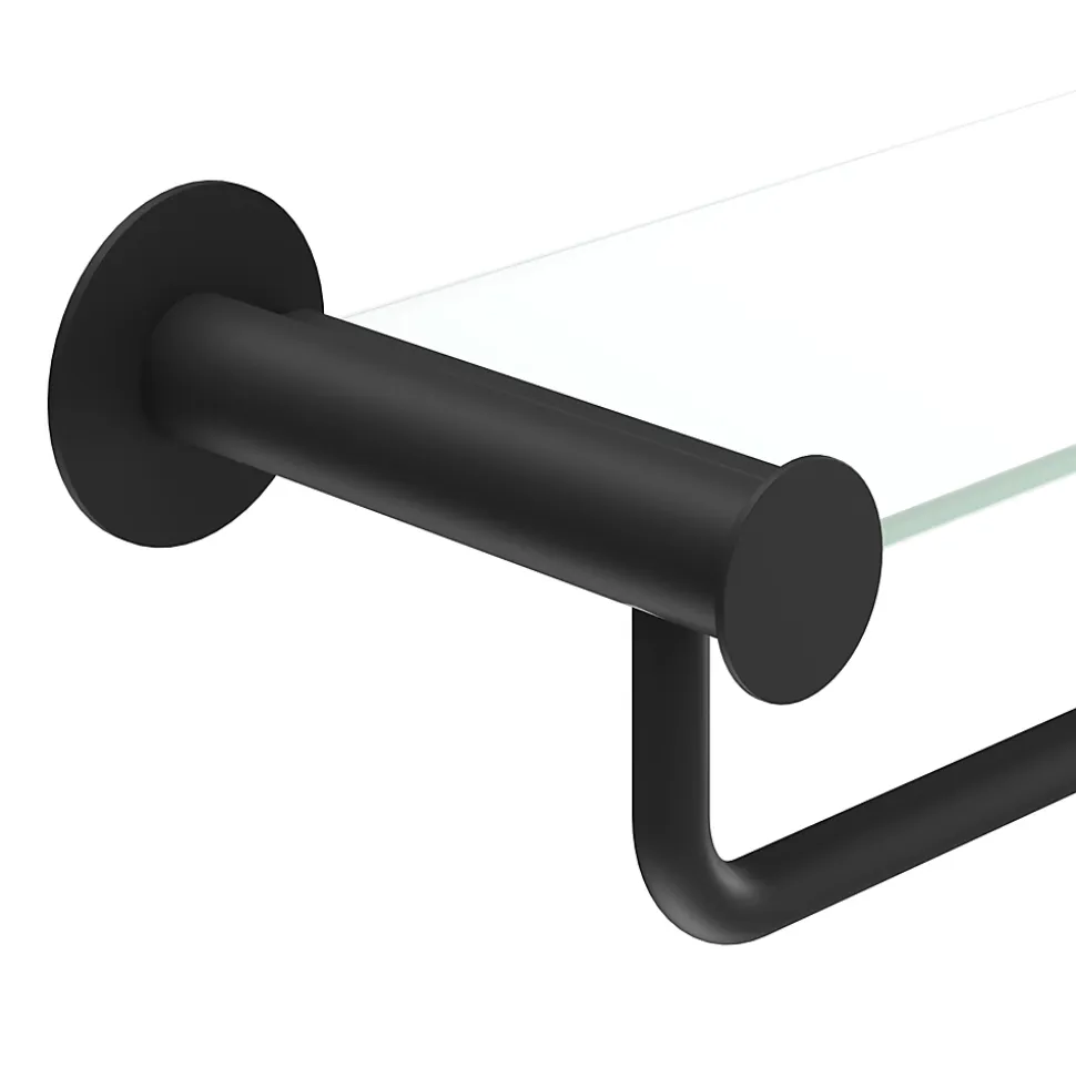 Étagère avec porte-serviettes en verre et acier inoxydable noir H.40 cm Cavally GoodHome