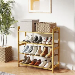 Étagère bambou style naturel - étagère à chaussures 4 niveaux - dim. 67,5 x 24,7 x 72 cm