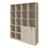 Étagère bibliothèque avec tiroirs et porte effet chêne GoodHome Atomia H. 187,5 x L. 150 x P. 37 cm