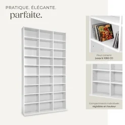 Étagère bibliothèque Christel 180 x 102 x 23,5cm aspect bois