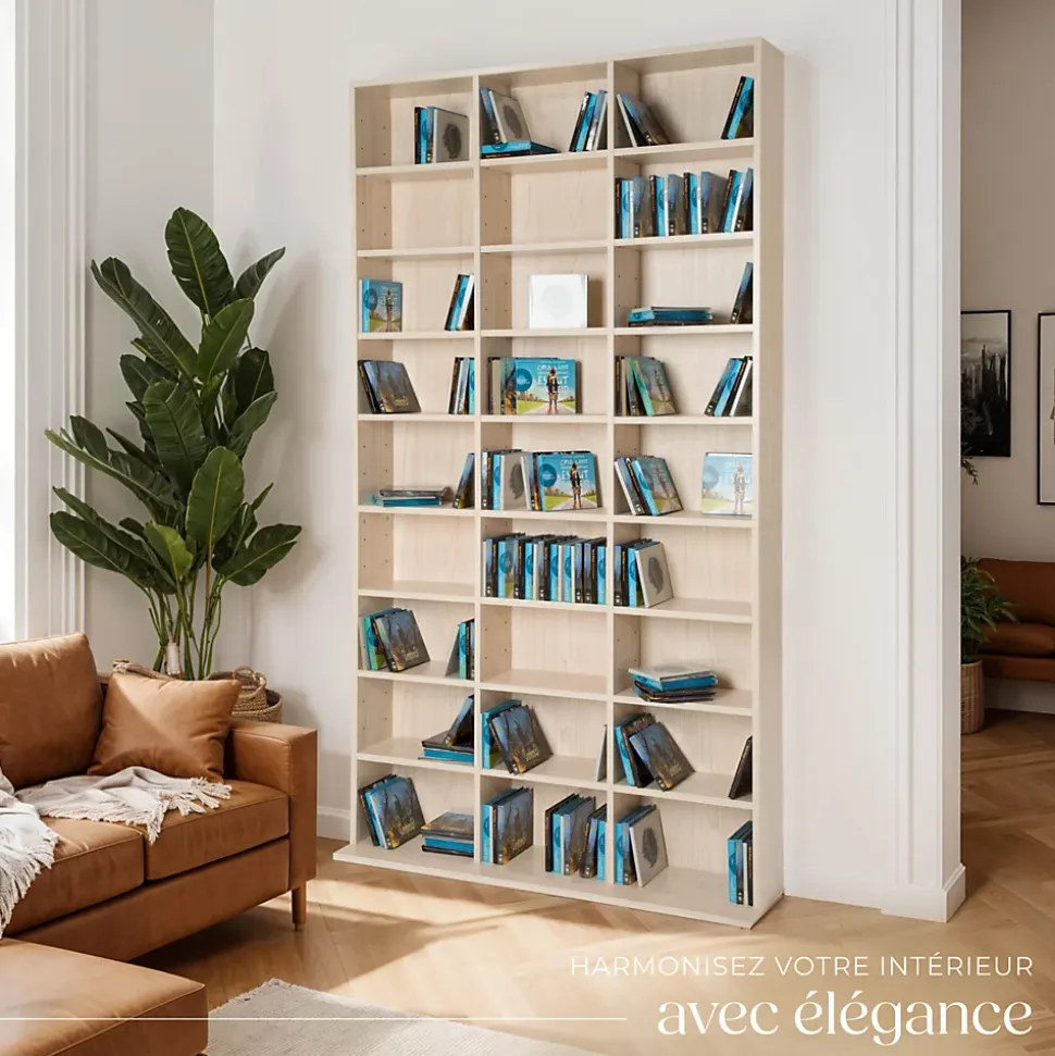 Étagère bibliothèque Christel 180 x 102 x 23,5cm aspect bois