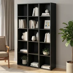 Étagère bibliothéque noir GoodHome Atomia H. 187,5 x L. 150 x P. 35 cm