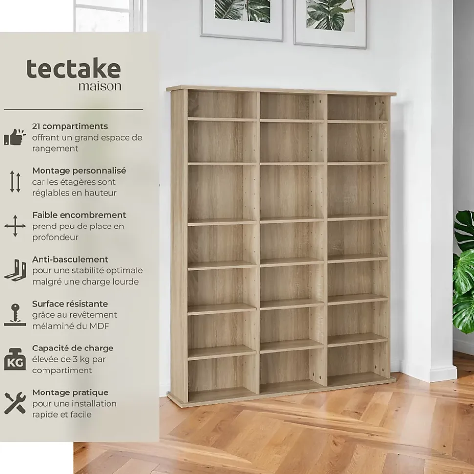Étagère bibliothèque Stevie 105,5x19x136,5cm aspect bois