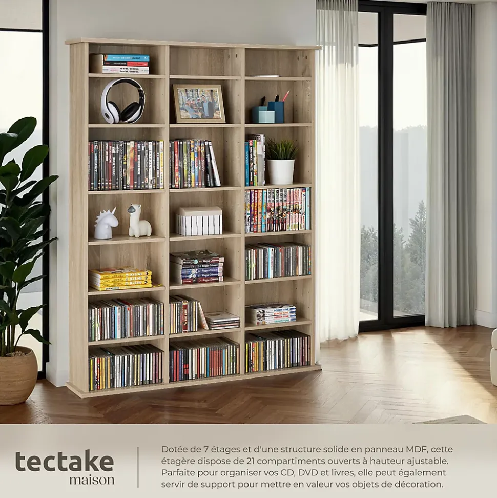Étagère bibliothèque Stevie 105,5x19x136,5cm aspect bois