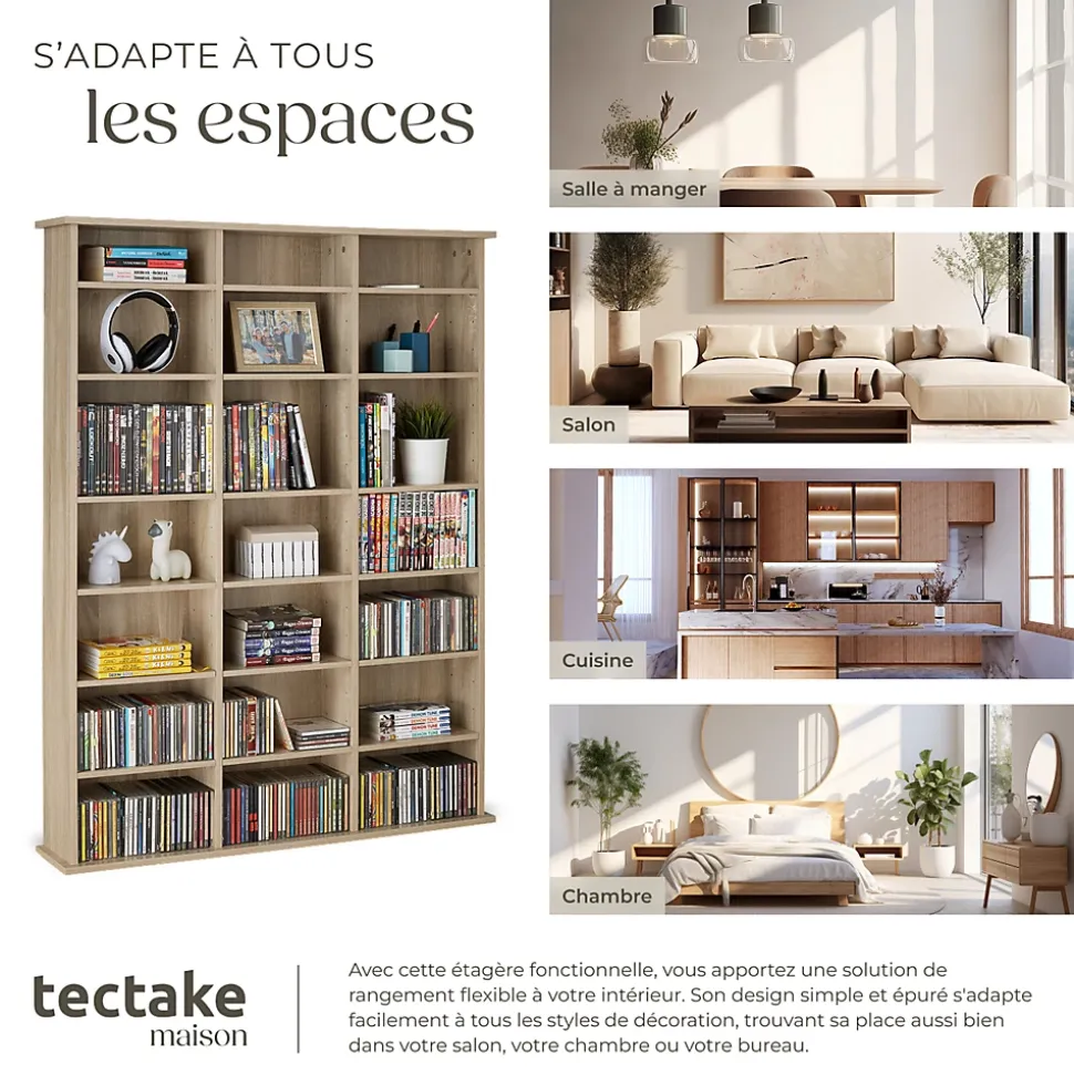 Étagère bibliothèque Stevie 105,5x19x136,5cm aspect bois