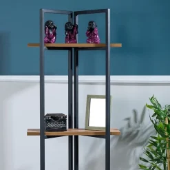 Étagère Bjerringbro à 3 niveaux 150 x 55 x 24 cm effet noyer noir en.casa