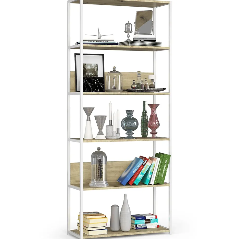 Étagère blanc / chêne artisan, 80 x 192 x 32 cm