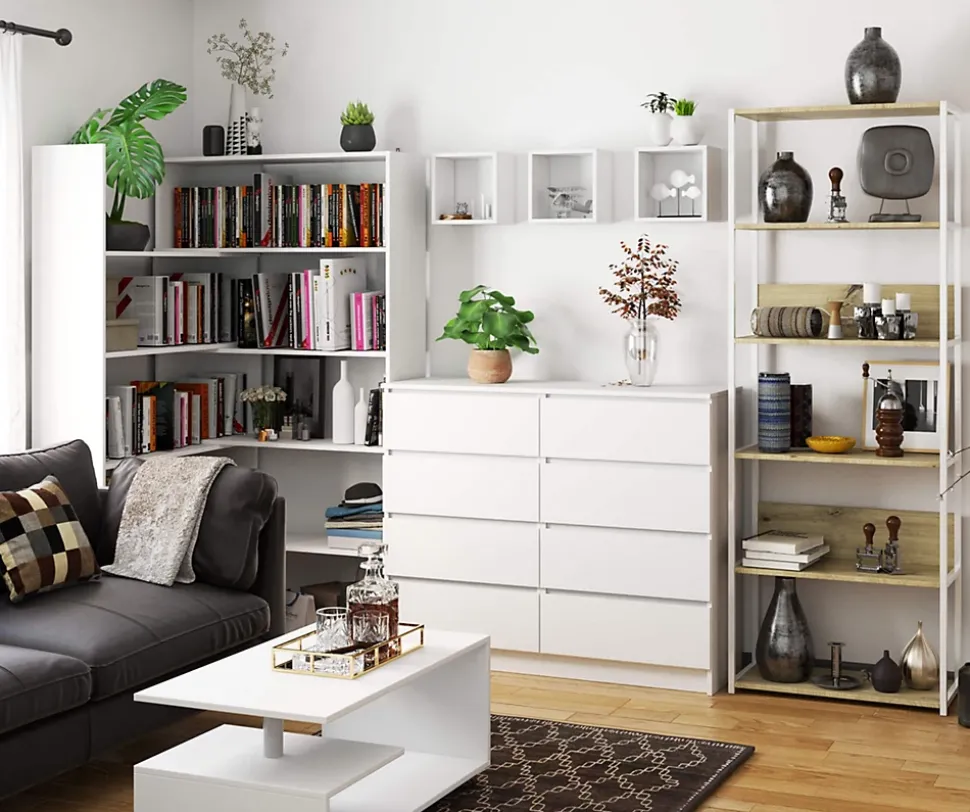 Étagère blanc / chêne artisan, 70 x 192 x 32 cm