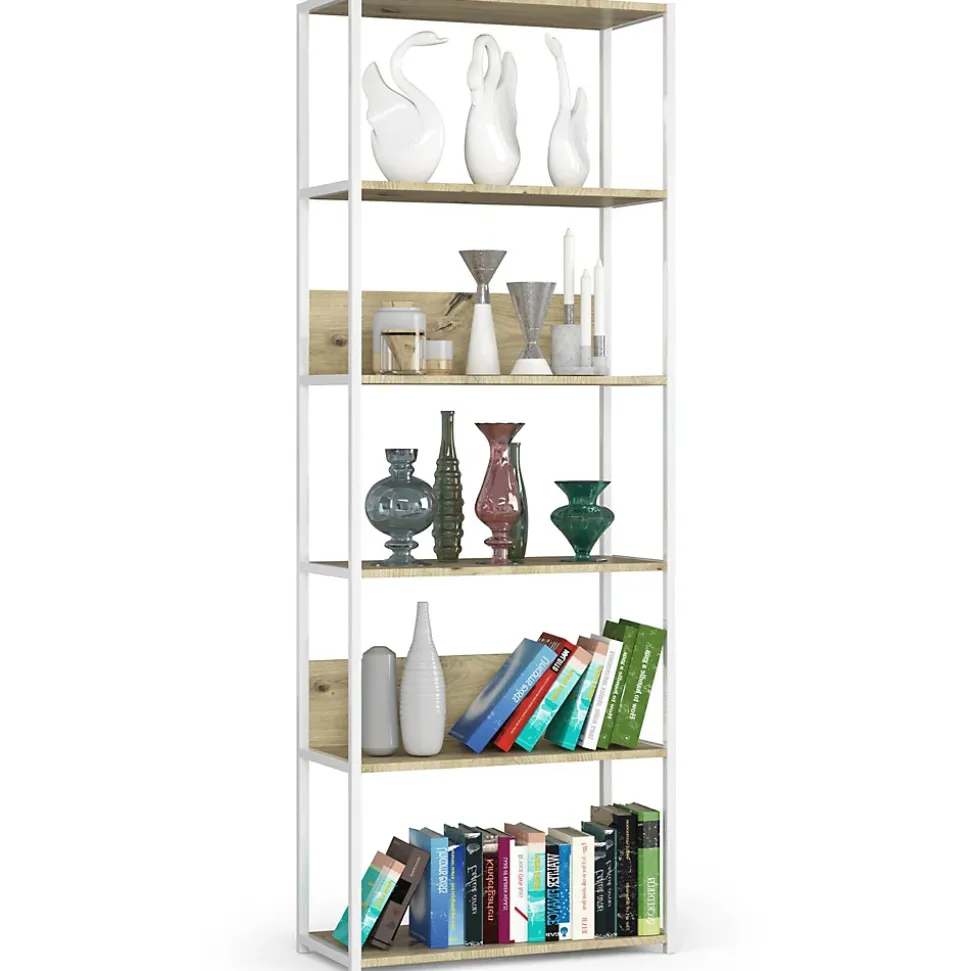 Étagère blanc / chêne artisan, 70 x 192 x 32 cm