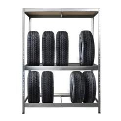 Étagère charge lourde Pour pneus de voiture 3 Étages 180 x 130 x 50 cm Gris - Floordirekt