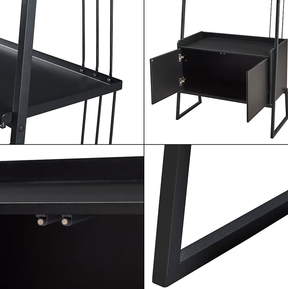 Étagère échelle Storfjord avec armoire noir en.casa
