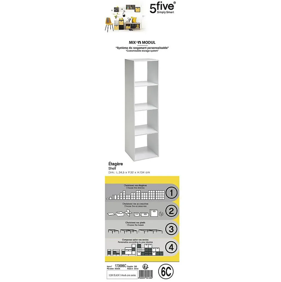 Étagère colonne 4 cases Blanc Mix N' Modul - 5Five