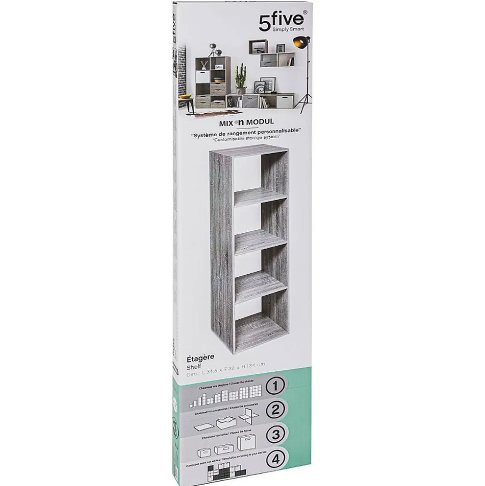 Étagère colonne 4 cases Effet chêne gris Mix N' Modul - 5Five