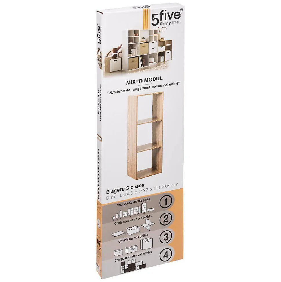 Étagère colonne 3 cases Effet chêne naturel Mix N' Modul - 5Five