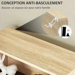 Étagère cube colonne - bibliothèque - rangement 5 compartiments - dim. 60 x 24 x 133 cm - effet bois naturel