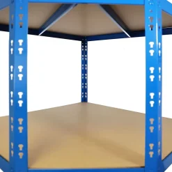 Étagère d'angle charge lourde, Bleu, 5 Étages, 180 x 90 x 42 x 60 cm Charge Max : 875 kg