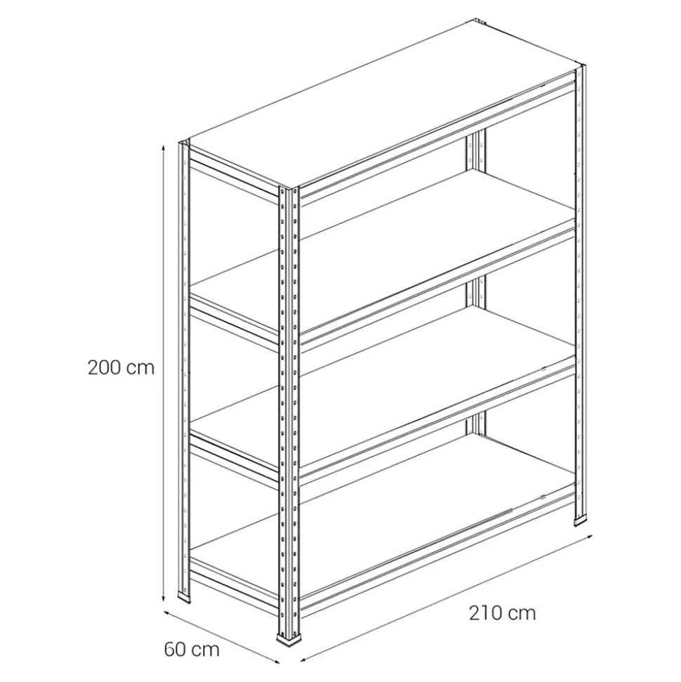 Étagère de garage en acier H.200 x l.210 x P.60 cm BULR600