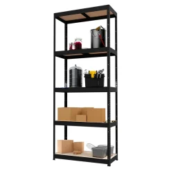 Étagère de garage en acier thermo-laqué noir GoodHome Ryle H. 179 x L. 75 x P. 35 cm