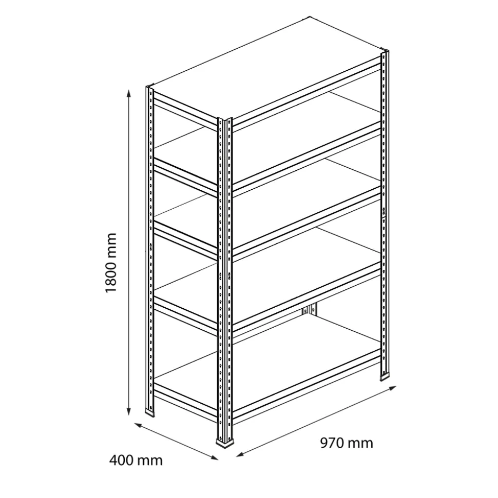 Étagère de garage en acier thermo-laqué GoodHome Rand H. 180 x L. 97 x P. 40 cm