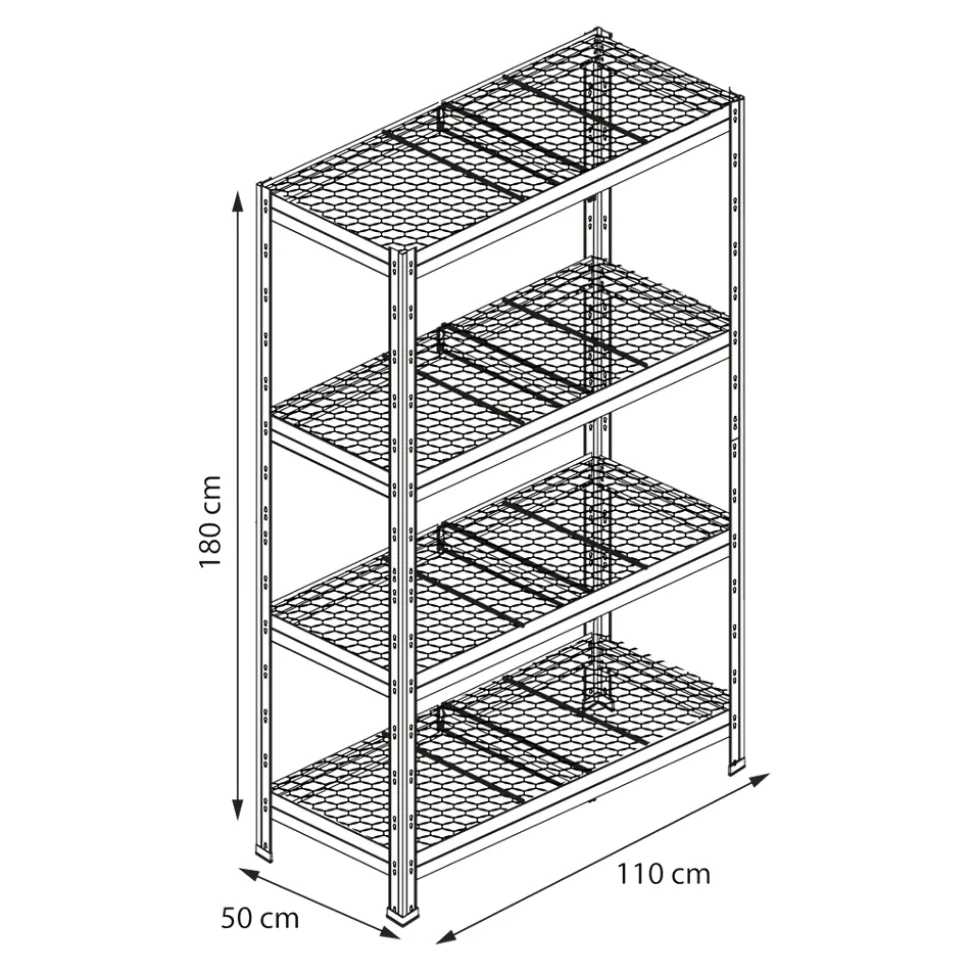 Étagère de garage en aluminium H.180 x l.110 x P.50 cm Horeca