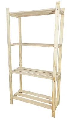 Étagère de garage en bois 4 tablettes L. 65 x H. 130 x P. 30 cm