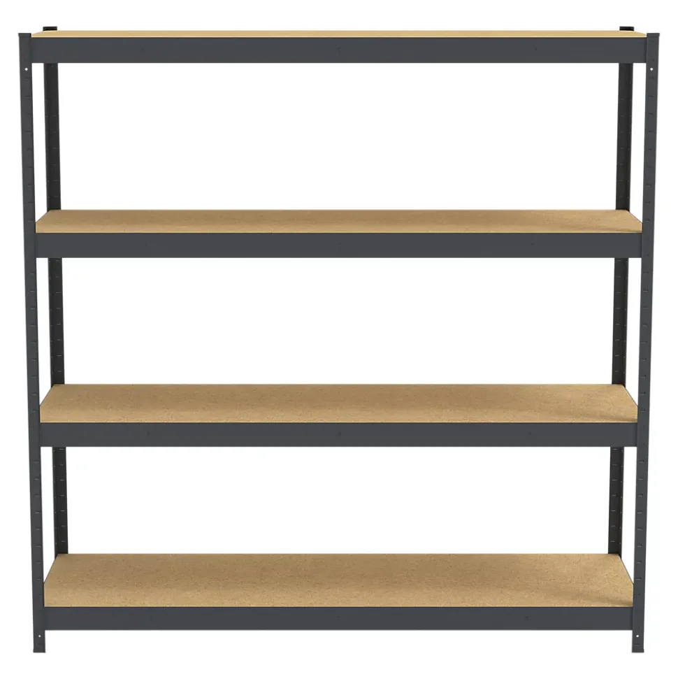 Étagère de garage en métal gris 4 plateaux en bois L. 180 x P. 60 x H. 180 cm