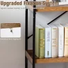 Étagère de Rangement à 5 Niveaux,Dispositif Anti-basculement,Bibliothèque Style Industriel avec Patins Antidérapants,Marron
