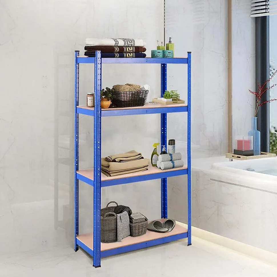 Étagère de Rangement avec 4 Étagères pour Garage Atelier Divers Modèles Charge Lourde en Fer et MDF