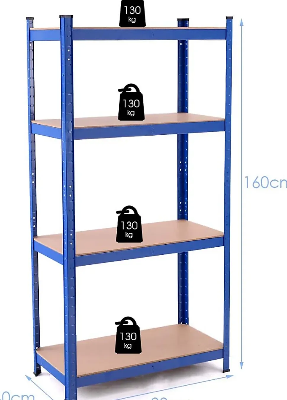 Étagère de Rangement avec 4 Étagères pour Garage Atelier Divers Modèles Charge Lourde en Fer et MDF