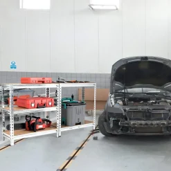 Étagère de Rangement Garage à 5 Niveaux, en Métal avec Planches, Capacité 500 Kg, pour Cuisine (Argent) 75 x 30 x 150 cm