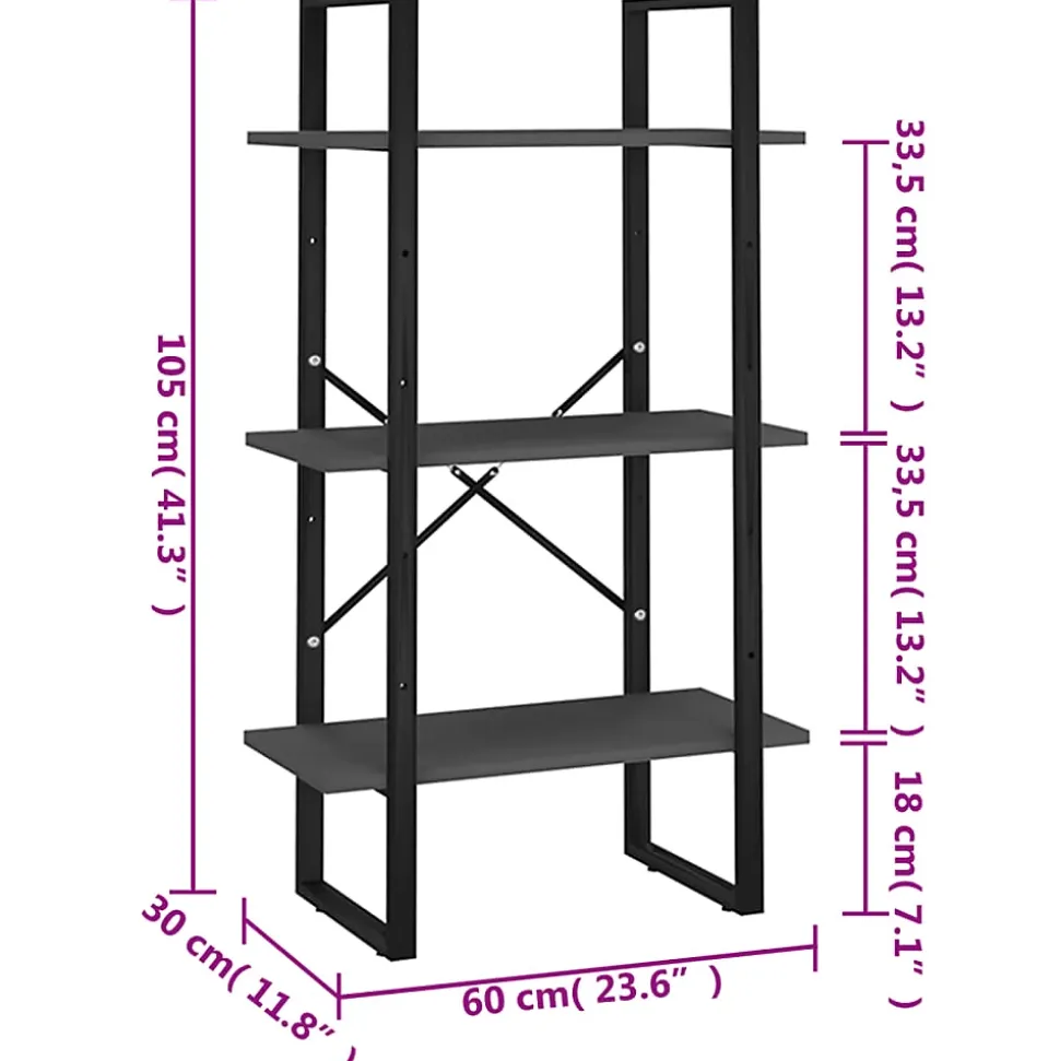 Étagère de rangement gris 60x30x105 cm bois d'ingénierie vidaXL