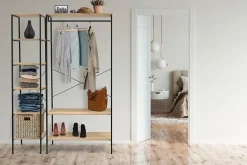 Étagère de rangement style industriel Napari 5 cases bois et métal H. 190 x L. 40 cm