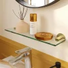 Étagère de salle de bain en verre et acier inoxydable or H.40 cm Cavally GoodHome