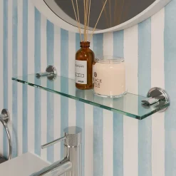 Étagère de salle de bain en verre et acier inoxydable chromé H.40 cm Endell GoodHome