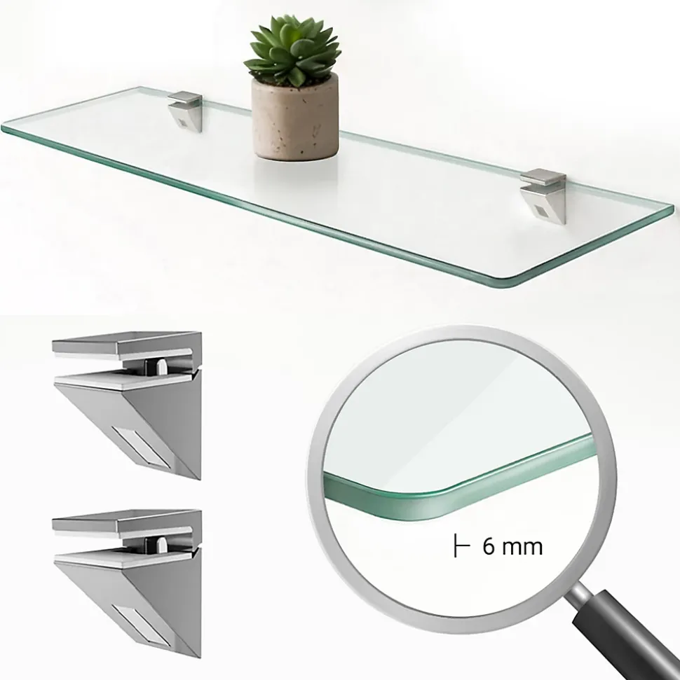 Étagère De Salle Tulup 90x13 cm Au-Dessus Du Lavabo Avec Supports En Métal Chromé
