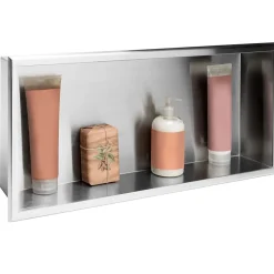 ÉTAGÈRE D'ENCASTREMENT POUR SALLE DE BAINS REA 3 30X60X10 BRUSH STEEL