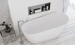 ÉTAGÈRE D'ENCASTREMENT POUR SALLE DE BAINS REA 3 30X60X10 BRUSH STEEL