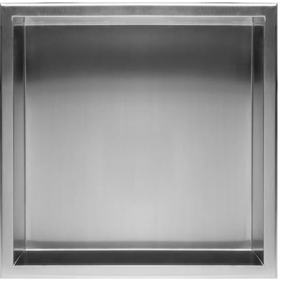 ÉTAGÈRE D'ENCASTREMENT POUR SALLE DE BAINS REA 1 30X30X10 BRUSH STEEL