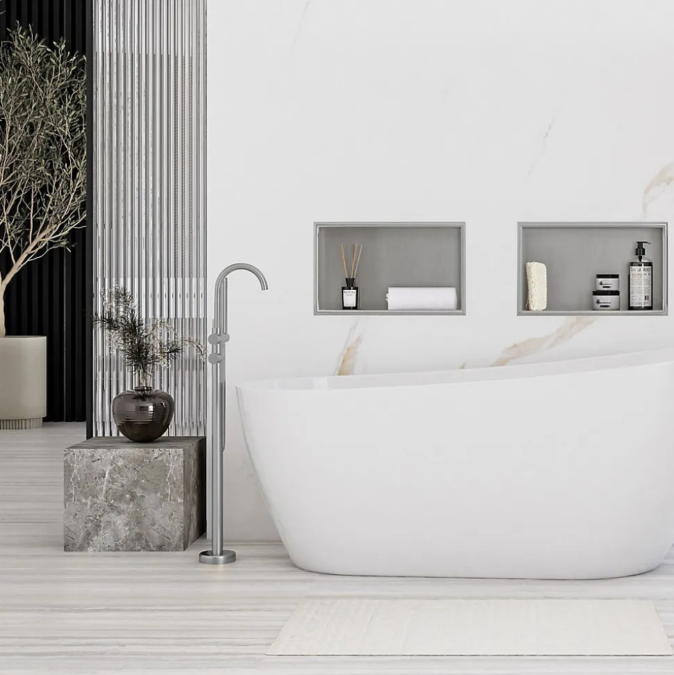 ÉTAGÈRE D'ENCASTREMENT POUR SALLE DE BAINS REA 2 30X45X10 BRUSH STEEL