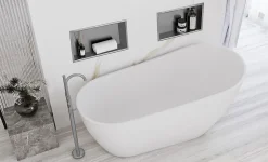ÉTAGÈRE D'ENCASTREMENT POUR SALLE DE BAINS REA 2 30X45X10 BRUSH STEEL