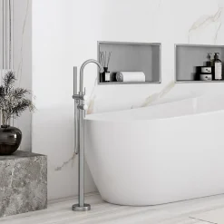 ÉTAGÈRE D'ENCASTREMENT POUR SALLE DE BAINS REA 2 30X45X10 BRUSH STEEL