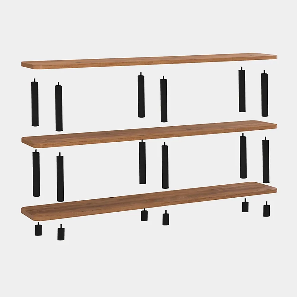 Étagère design basse noir et bois 180 cm - SOFIE