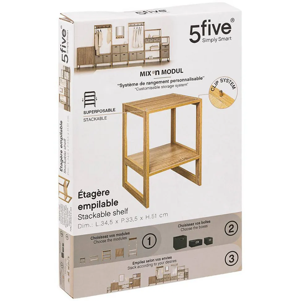 Étagère empilable 1 case Effet bois naturel Mix N' Modul - 5Five