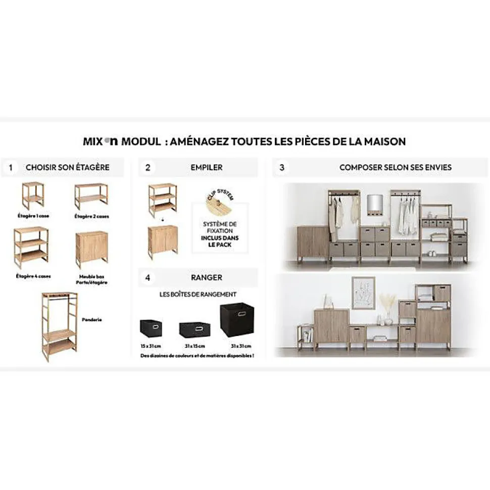 Étagère empilable 1 case Effet bois naturel Mix N' Modul - 5Five