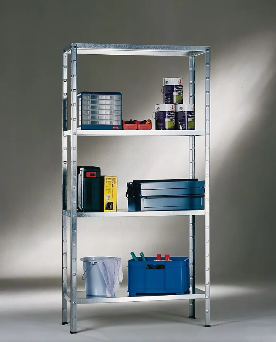 Étagère en acier galvanisé argenté Schulte Regalwelt Powermax H. 180 x L. 80 x P. 40 cm