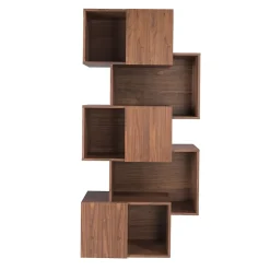 Étagère en bois de noyer élégante avec portes en acier chromé