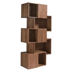 Étagère en bois de noyer élégante avec portes en acier chromé